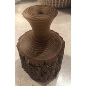 Vintage Live Edge Sculptural Walnut Wood Vessel Bud A Vase 4.5x3 Signed GMS 1-05